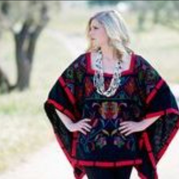 Roja Collection Colorful Heavy Embroidered Poncho Sz 2/XL Boho Western Cowgirl - Picture 13 of 13